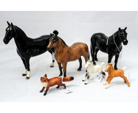 A Beswick collection of horses comprising of a 'Fell Pony', number 1647, plus 'Black Magic' a further horse two foals and a f