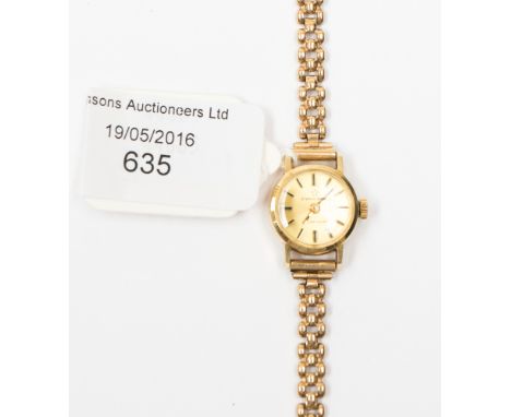 A vintage Eterna-matic ladies' yellow gold bracelet watch, 14.4 grms