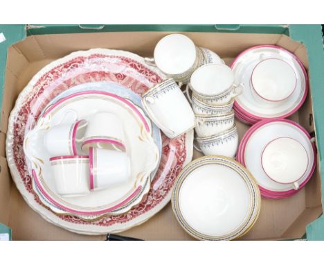 A Gladstone chine part tea service, with two Masons Ironstone and serving plates, and another part tea service 