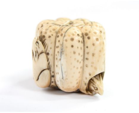 Netsuke, pumpkin with rats