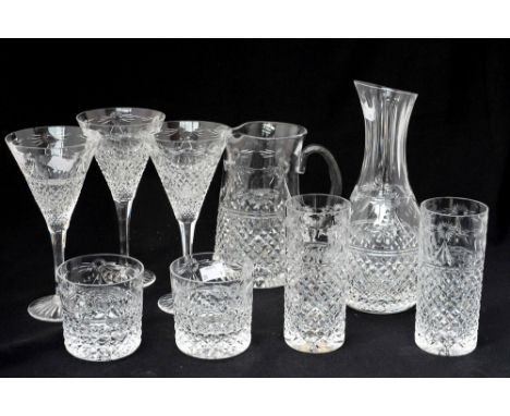 Nine items of glassware to include Stuart crystal wine glasses, tumblers and decanter (9)