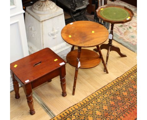 A small mahogany stool and two occasional tables (3)