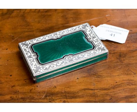 A George V silver and enamel cigarette case, import marks for London 1926, B.C.T.Co. Ltd
