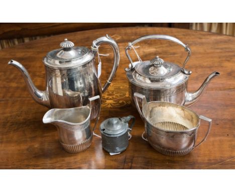 An early 20th Century silver plated four piece tea and coffee service, comprising coffee pot, teapot, milk jug and a sugar bo