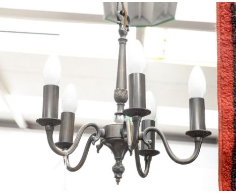 A modern centre hanging five branch light fitting