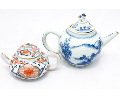 Chinese bullet shape teapot and another (2) 