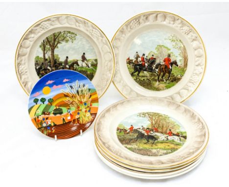 Barbara Furstenhofer for Poole, a 'Four Seasons' plate, Summer, together with six Royal Worcester, Palissy 'The Famous Herrin