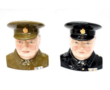 Two Carlton ware character jugs of Sir Winston Churchill in naval and army uniform