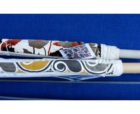 Two rolls of fabric, to include 4 yards of the Peacock print by Listers and 2.5 yards the Poppy design (2)