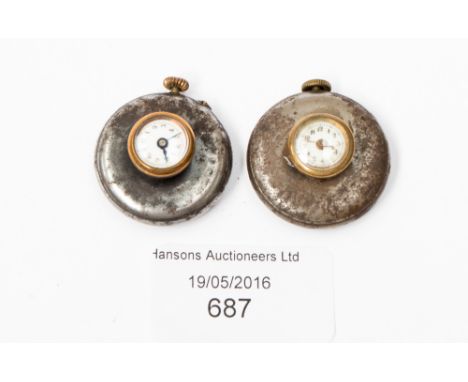 A collection of two button hole watches with enamel dial (2) (af) 