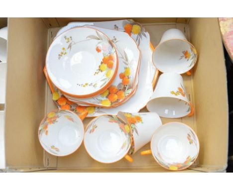 A Shelley Regent tea service W12255, including cups, saucers and plates for six and a serving plate