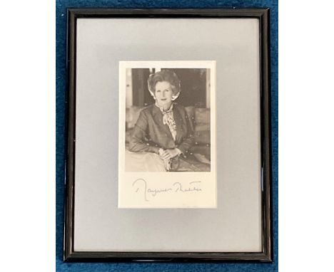 Maggie Thatcher signed black and white 10x8 mounted piece. Margaret Hilda Thatcher, Baroness Thatcher, LG, OM, DStJ, PC, FRS,
