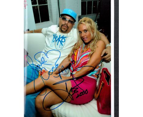 Rapper Ice-T and Glamour Model Coco Handsigned 10x8 Colour Photo. Photo shows the Pair sat on a Sofa. The Pair are Married si