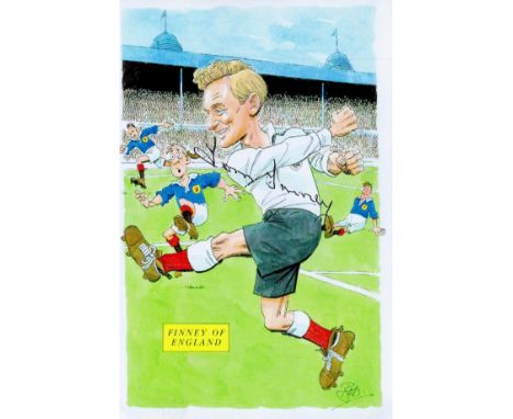 Tom Finney signed Finney of England 6x4 caricature card. Sir Thomas Finney CBE (5 April 1922 - 14 February 2014) was an Engli