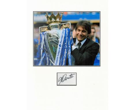 Football Antonio Conte 16x12 overall Chelsea mounted signature piece includes signed album page and a colour photo during his