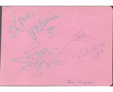 Music, The Three Degrees and Sacha Distel vintage signed album page. The Three Degrees is an American female vocal group form