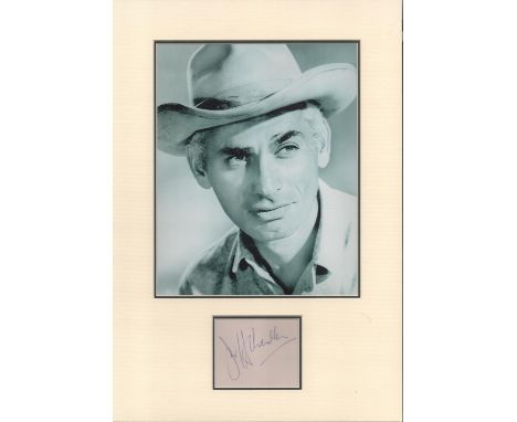 Jeff Chandler matted signature piece featuring a black and white photograph and a signed card, overall all size approx 16x11.