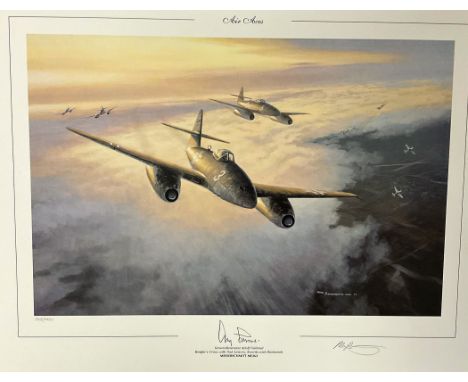 Generalleutnant Adolf Galland Signed in pencil Mark Postlethwaite Colour 20. 5x16 print Titled 'Messerschmitt ME262'. Limited