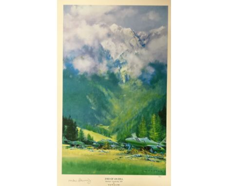 Leutnant Norbert Hannig signed Frank Wootton Colour 22x14 Print Titled 'End of an Era' Innsbruck Austria May 1945. Limited Ed