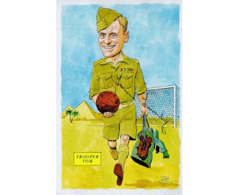 Tom Finney signed 6x4 Trooper Tom caricature card. Sir Thomas Finney CBE (5 April 1922 - 14 February 2014) was an English foo
