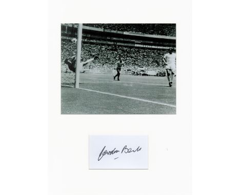 Football Gordon Banks 16x12 overall England mounted signature piece includes signed album page and a black and white photo pi