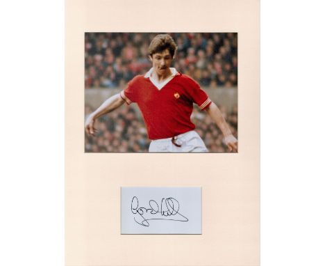 Football Gordon Hill 16x12 overall Manchester United mounted signature piece includes a signed album page and a colour photo 