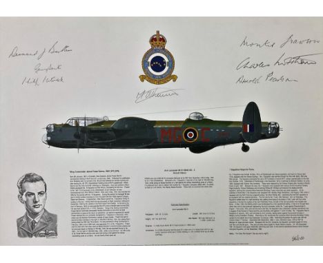 RAF Bomber 7th Squadron Multi Signed Avro Lancaster MK III Colour 16. 5x12 Print. Limited Edition 86/100. Handsigned in penci