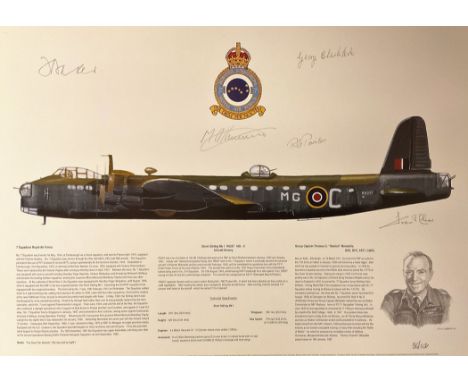 RAF Bomber Squadron Multi Signed Short Stirling Mk 1 Colour 16. 5x12 Print. Limited Edition 86/100. Handsigned in pencil by G
