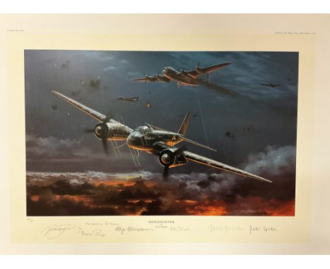 Nicolas Trudgian Multi Signed Colour 25x19 Print Titled 'Moonlight Hunter'. Limited Edition 53/450. Handsigned in pencil by D