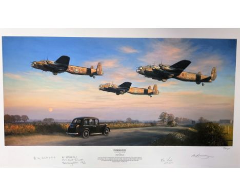 Mark Postlethwaite Multi Signed Colour 28. 5x16 Print Titled 'Dambusters'. Artist Proof Copy 12/25. Print Set on High Quality