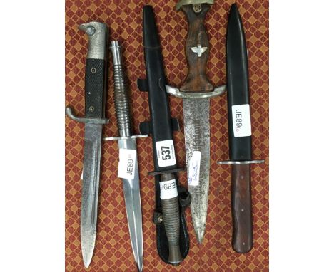 Five various bayonets to include a reproduction German Nazi dagger.