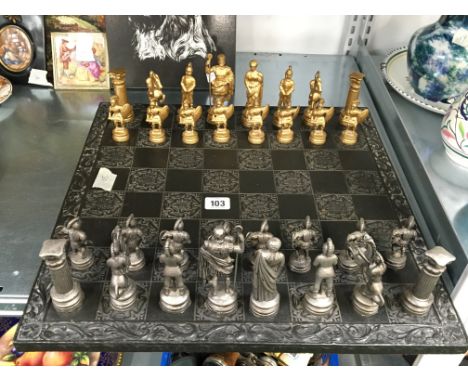 A modern Roman Court chess set and board.