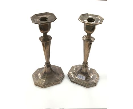 A pair of silver Adams style candlesticks by William Hutton & Sons, London, 1903