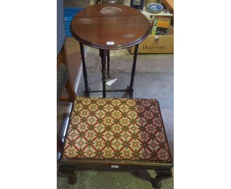 Edwardian Mahogany Sutherland Table, 63cm high, 42cm wide, Also with a mahogany dressing stool, (2)