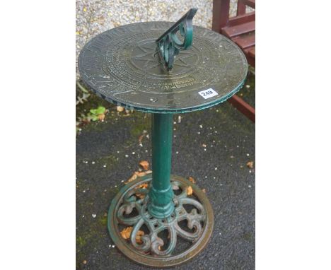 Painted Metal Sundial, Painted in green, 80cm high