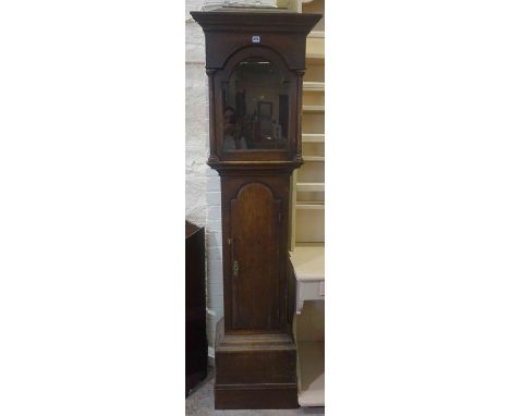 George III Oak Longcase Clock Case, Can fit an 11-12 inch dial, a/f, 199cm high 