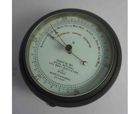 Negretti &amp; Zambra of London, Fishermans Aneroid Wall Barometer, Issued by the Royal National Life Boat Institution, no 26