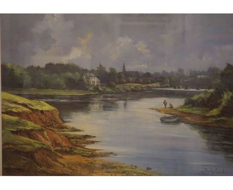 Shirley Carnt "The Junction Pool - River Tweed Kelso" Signed Limited Edition Print, no 24, signed in pencil, 40cm x 51cm