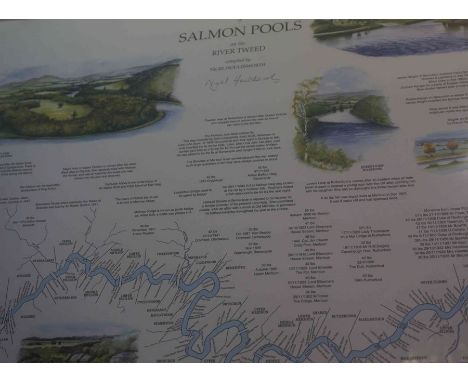 Nigel Houldsworth "Fishermans Map of Salmon Pools on the River Tweed" Signed Print, signed in pencil, 33.5cm x 99cm