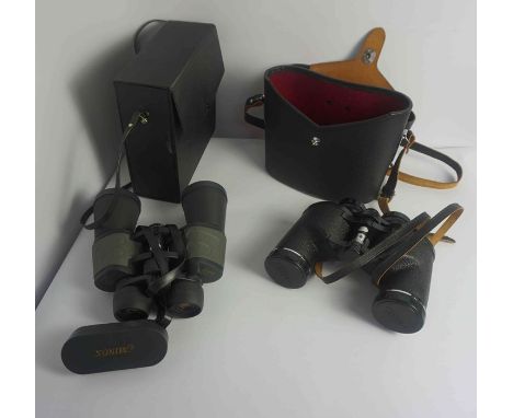 Ten Pairs of Binoculars, To include examples by Prisma, Simmons, Tasco, Carl Zeiss, Prinz 10x50, Asahi, Pentax and Minox 10x3
