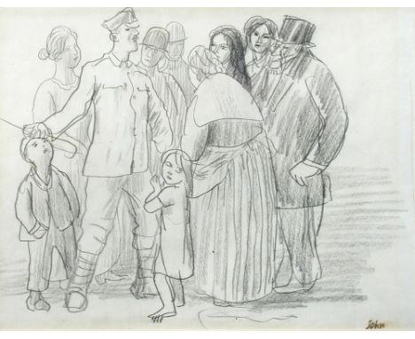 § Augustus Edwin John, OM, RA (British, 1878-1961) The Bragging Soldier, Galway, 1915 signed lower right "John" pencil 22 x 2