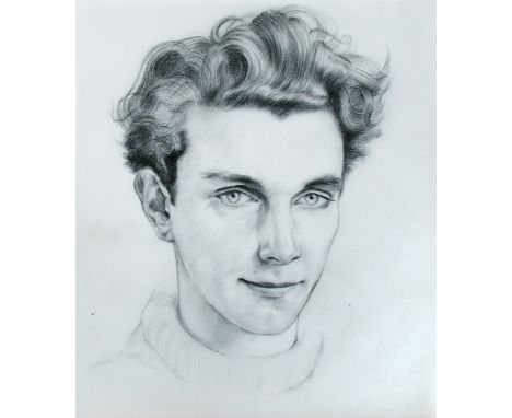 § Sir Peter Markham Scott, CH, CBE, DSC, FRS, FZS (British, 1909-1989) Portrait of Conrad Garnett (1925-2010) pencil on plast
