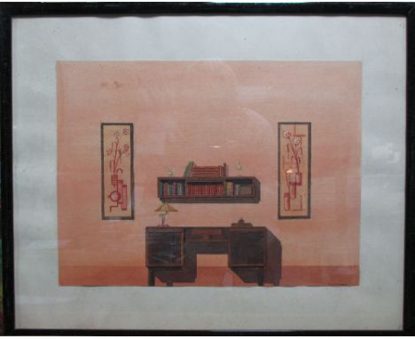 K Polgin-Frils and E Auermann (German, 20th Century) Bauhaus interiors the first signed lower right "K Polgin-Frils 1929"; an