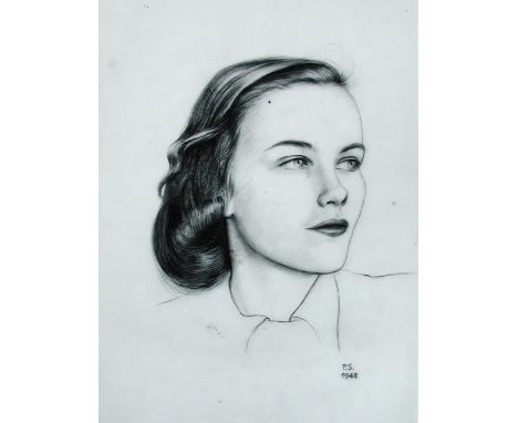 § Sir Peter Markham Scott, CH, CBE, DSC, FRS, FZS (British, 1909-1989) Portrait of Miss Ruth Cropper - signed with initials "