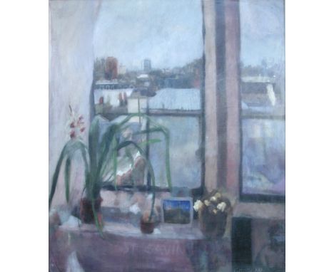 § Catherine Goodman (British, b.1961) View from a window oil on canvas 115 x 100cm (45 x 39in) Provenance: From the collectio