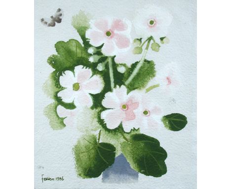 § Mary Fedden, OBE, RA (British, 1915-2012) Anna's Flowers signed lower left "Fedden 1986" watercolour on hand-made paper 20 
