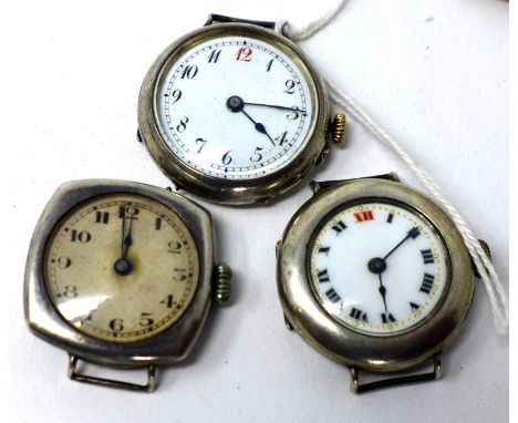 Three vintage silver watches 