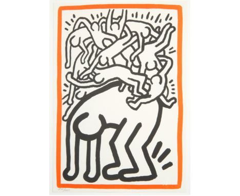 KEITH HARING (AMERICAN 1958-1990)Fight AIDS Worldwide,lithograph28 x 21 cm (11 x 8 1/4 in.)framed dimensions: 48.5 x 42 cm (1