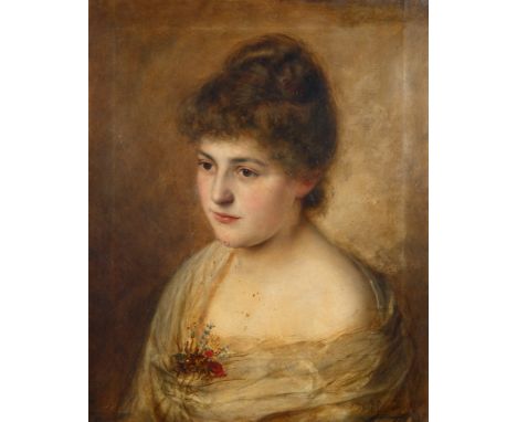 KONSTANTIN MAKOVSKY (RUSSIAN 1839-1915 )Portrait of a Beauty,oil on canvas54.5 x 45 cm (21 1/2 x 17 3/4 in.)framed dimensions
