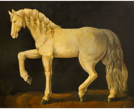 WILLIAM E. SKILLING (AMERICAN 1892-1964)White Horse,oil on canvas122 x 152 cm (48 x 59 7/8 in.)framed dimensions: 136 x 166 c